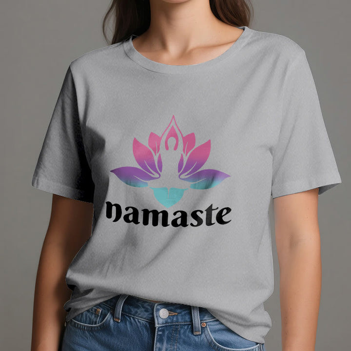 Maglietta in cotone Olivenorma Namaste Lotus Mindful