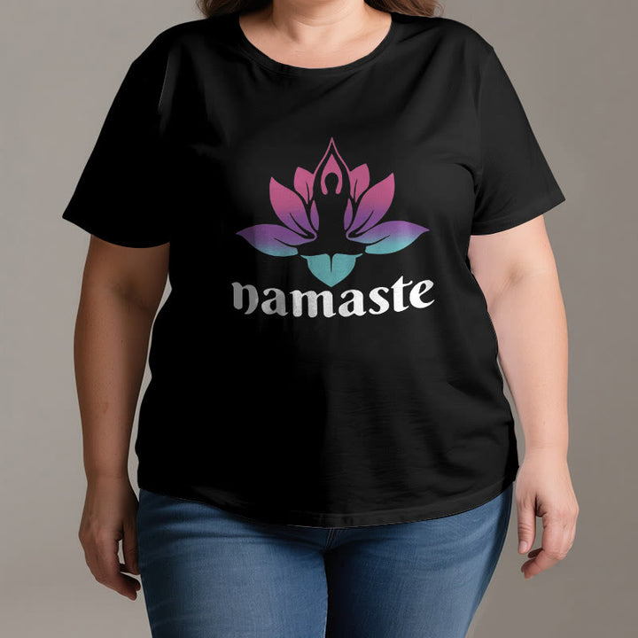 Maglietta in cotone Olivenorma Namaste Lotus Mindful