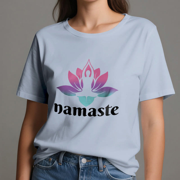 Maglietta in cotone Olivenorma Namaste Lotus Mindful