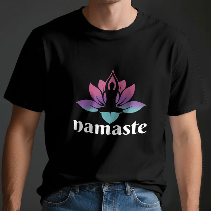 Maglietta in cotone Olivenorma Namaste Lotus Mindful