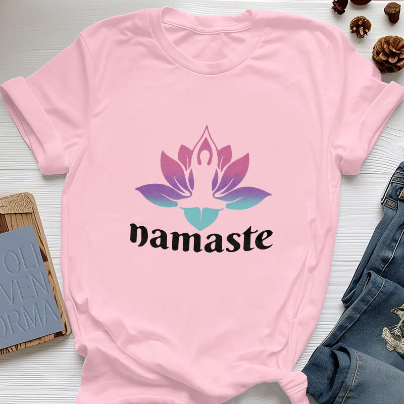 Maglietta in cotone Olivenorma Namaste Lotus Mindful - Rosa - 2XL - image 12