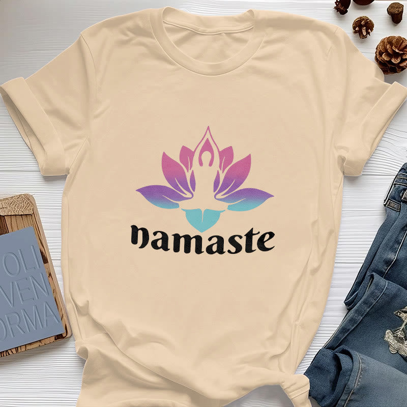 Maglietta in cotone Olivenorma Namaste Lotus Mindful