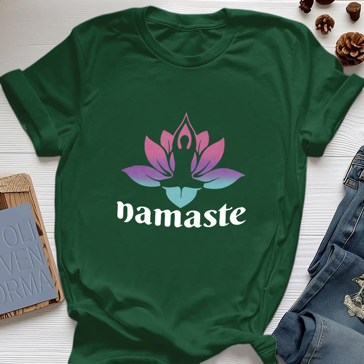Maglietta in cotone Olivenorma Namaste Lotus Mindful - Verde scuro - 2XL - image 18