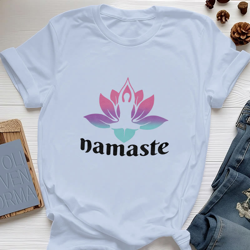 Maglietta in cotone Olivenorma Namaste Lotus Mindful - Blu - 2XL - image 10