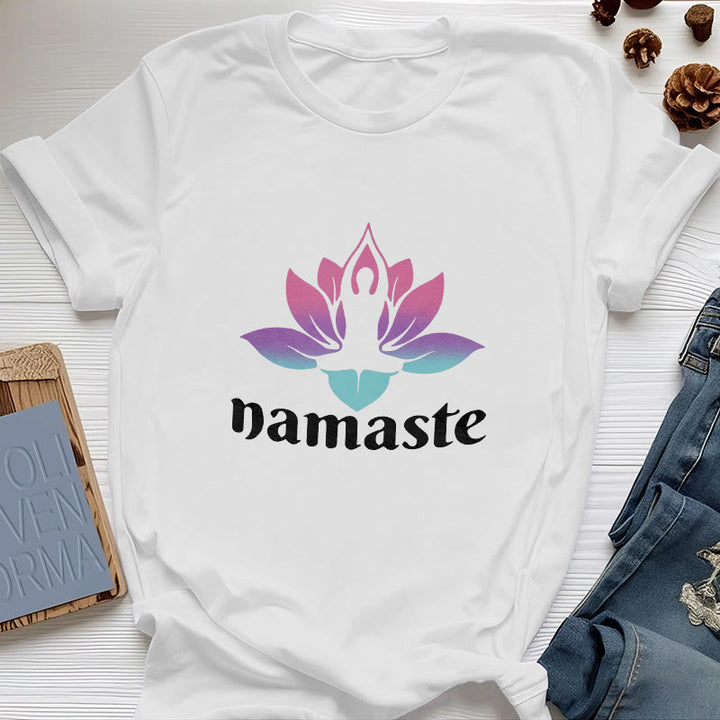 Maglietta in cotone Olivenorma Namaste Lotus Mindful - Bianco - 2XL - image 4