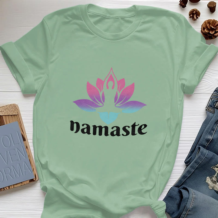 Maglietta in cotone Olivenorma Namaste Lotus Mindful