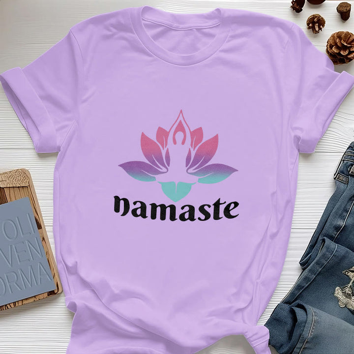Maglietta in cotone Olivenorma Namaste Lotus Mindful - Viola - 2XL - image 14