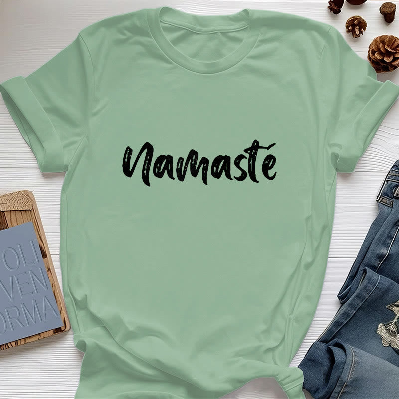 T-shirt unisex per pilates Olivenorma Namaste Yoga - Verde chiaro - 2XL - image 0
