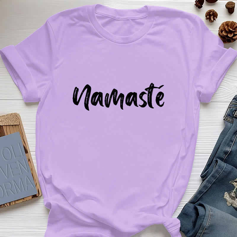T-shirt unisex per pilates Olivenorma Namaste Yoga - Viola - 2XL - image 16