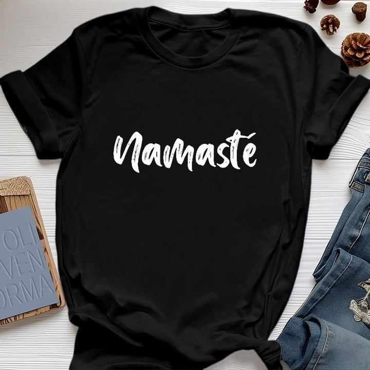 T-shirt unisex per pilates Olivenorma Namaste Yoga - Nero - 2XL - image 6