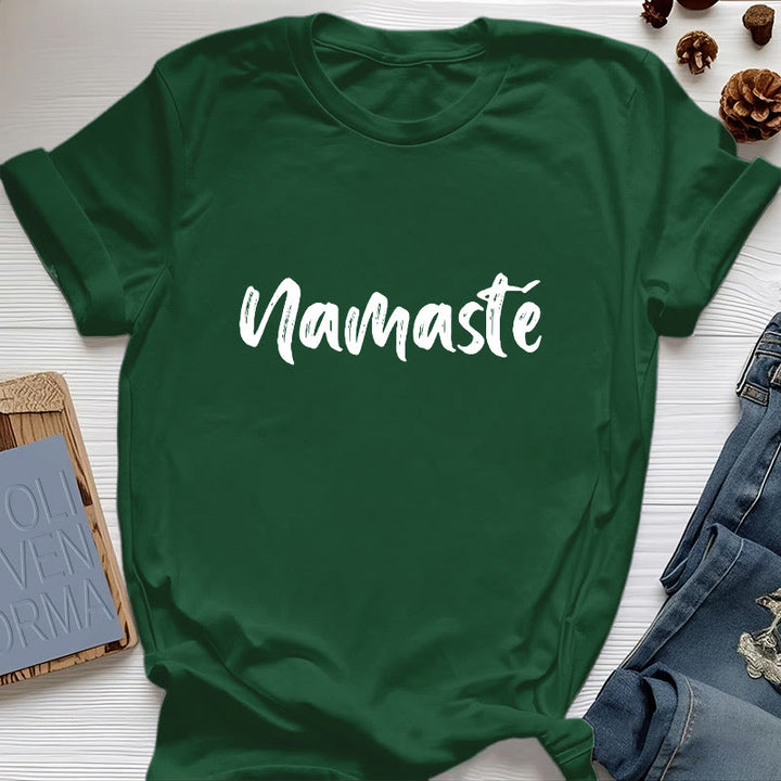 T-shirt unisex per pilates Olivenorma Namaste Yoga - Verde scuro - 2XL - image 18