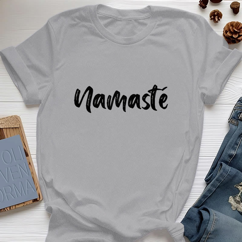 T-shirt unisex per pilates Olivenorma Namaste Yoga - Grigio - 2XL - image 8