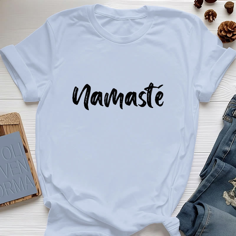 T-shirt unisex per pilates Olivenorma Namaste Yoga - Blu - 2XL - image 12