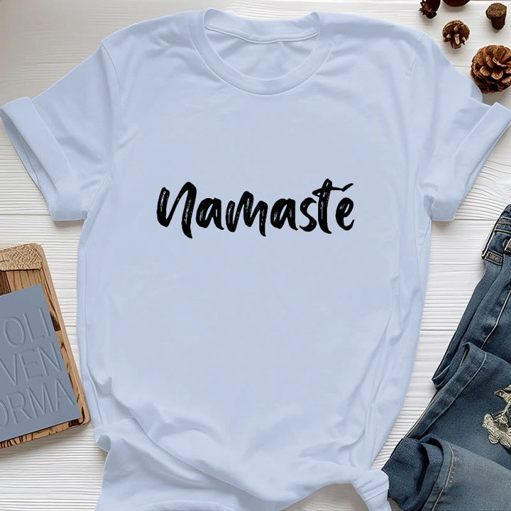 T-shirt unisex per pilates Olivenorma Namaste Yoga - Blu - 2XL - image 12