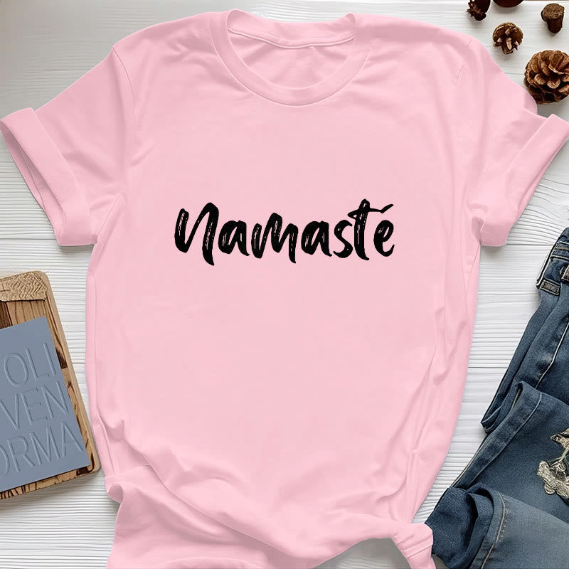 T-shirt unisex per pilates Olivenorma Namaste Yoga - Rosa - 2XL - image 14