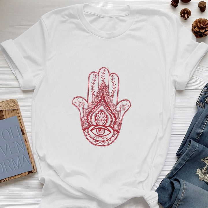 Olivenorma Maglietta morbida in cotone Hamsa - Bianco - 2XL - image 0