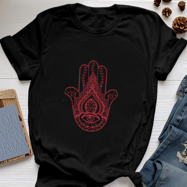 Olivenorma Maglietta morbida in cotone Hamsa - Nero - 2XL - image 4