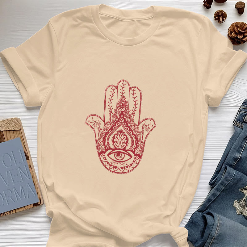 Olivenorma Maglietta morbida in cotone Hamsa - Giallo - 2XL - image 8