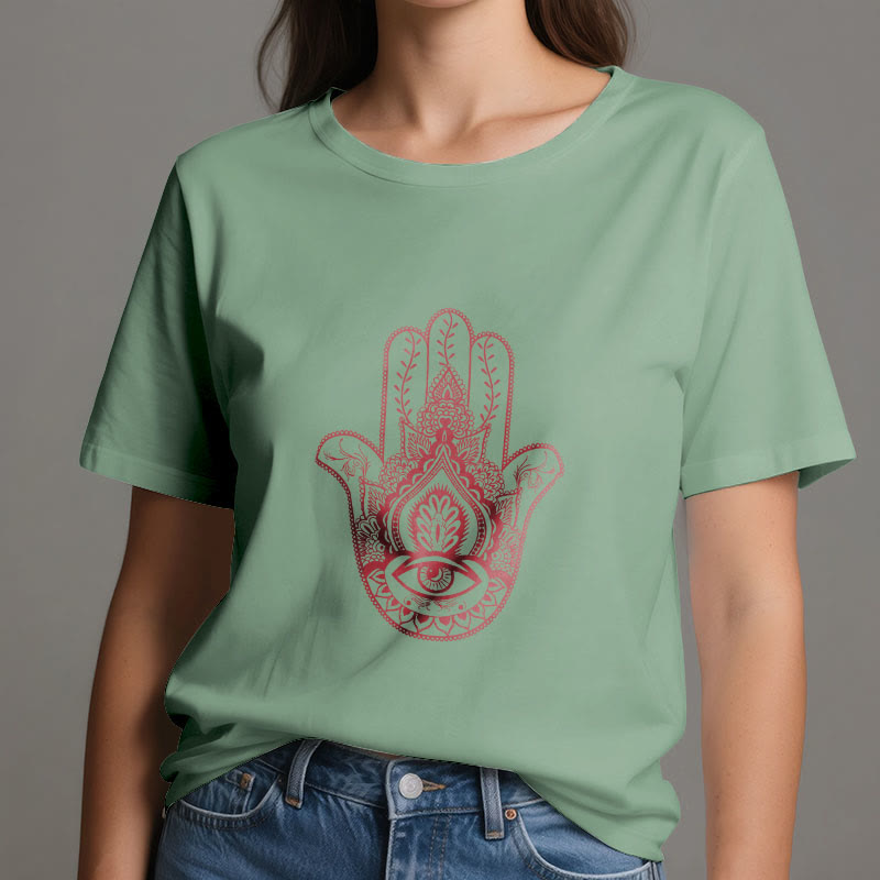 Olivenorma Maglietta morbida in cotone Hamsa - image 17