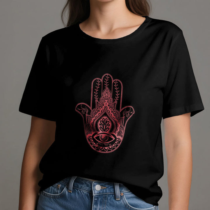 Olivenorma Maglietta morbida in cotone Hamsa - image 5