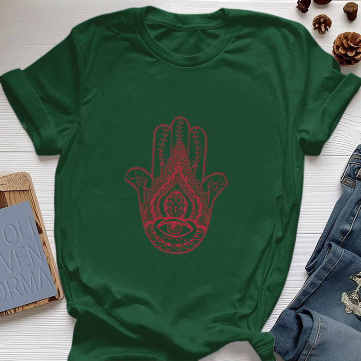 Olivenorma Maglietta morbida in cotone Hamsa - Verde scuro - 2XL - image 18