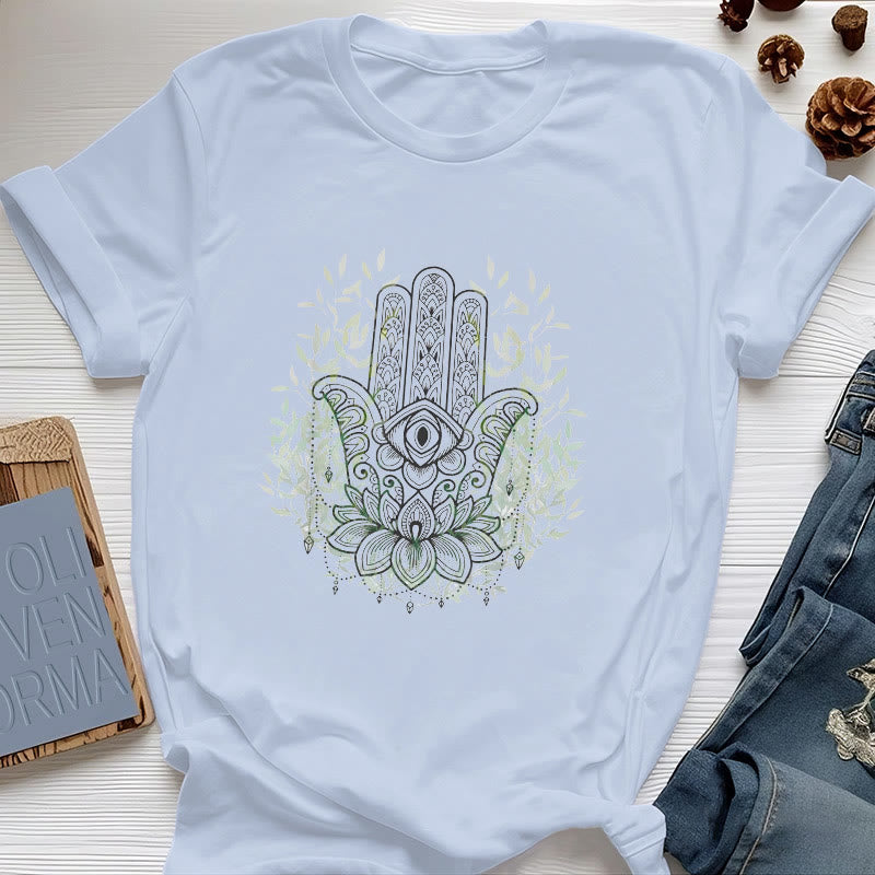 Maglietta Olivenorma con la Mano di Fatima Hamsa Yoga Meditazione - Blu - 2XL - image 10