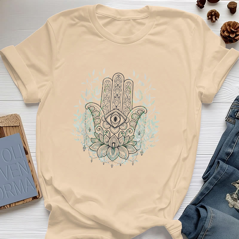 Maglietta Olivenorma con la Mano di Fatima Hamsa Yoga Meditazione - Giallo - 2XL - image 8