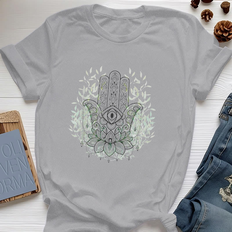 Maglietta Olivenorma con la Mano di Fatima Hamsa Yoga Meditazione - Grigio - 2XL - image 6