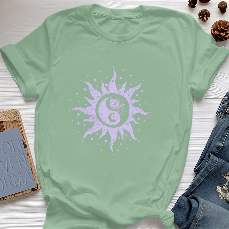 Maglietta Olivenorma Yin Yang Luna Sole in cotone comfort - Verde chiaro - 2XL - image 13