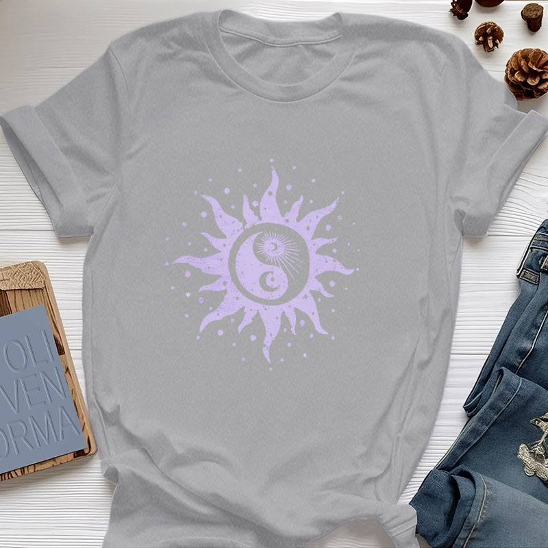 Maglietta Olivenorma Yin Yang Luna Sole in cotone comfort - Grigio - 2XL - image 8