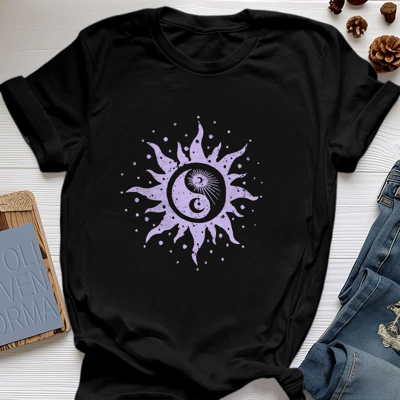 Maglietta Olivenorma Yin Yang Luna Sole in cotone comfort - Nero - 2XL - image 6