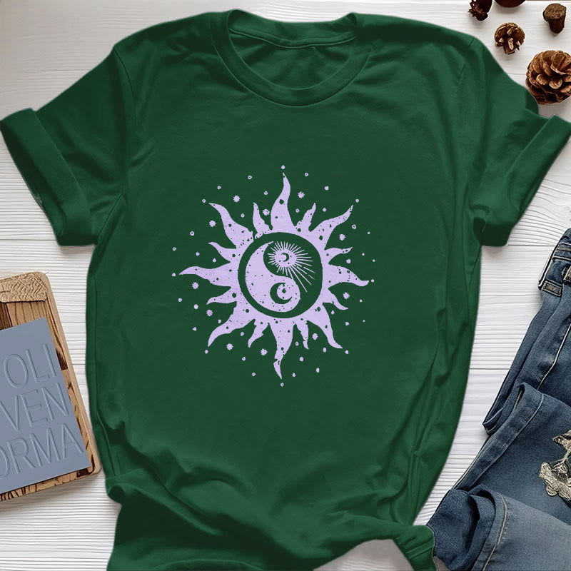 Maglietta Olivenorma Yin Yang Luna Sole in cotone comfort - Verde scuro - 2XL - image 15