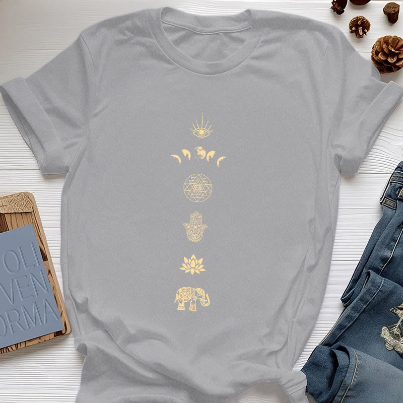 Maglietta Olivenorma Chakras Spiritual Lotus Yoga - Grigio - 2XL - image 2