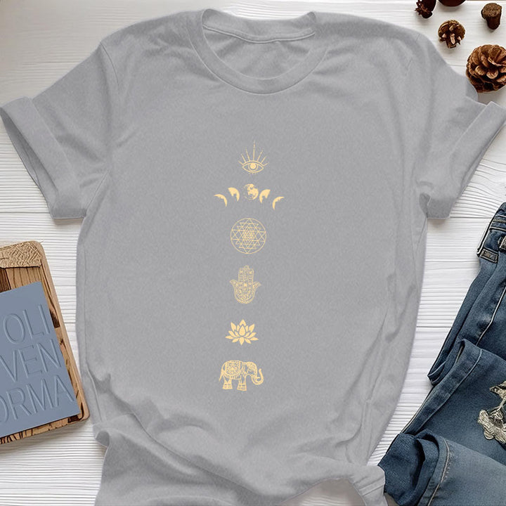 Maglietta Olivenorma Chakras Spiritual Lotus Yoga - Grigio - 2XL - image 2