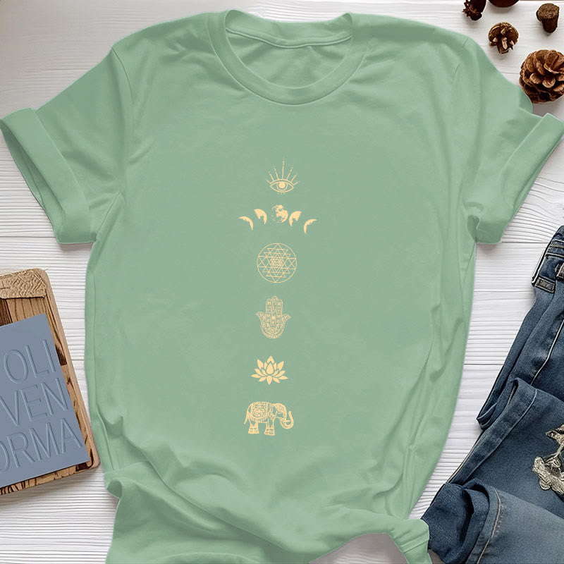 Maglietta Olivenorma Chakras Spiritual Lotus Yoga - Verde chiaro - 2XL - image 8