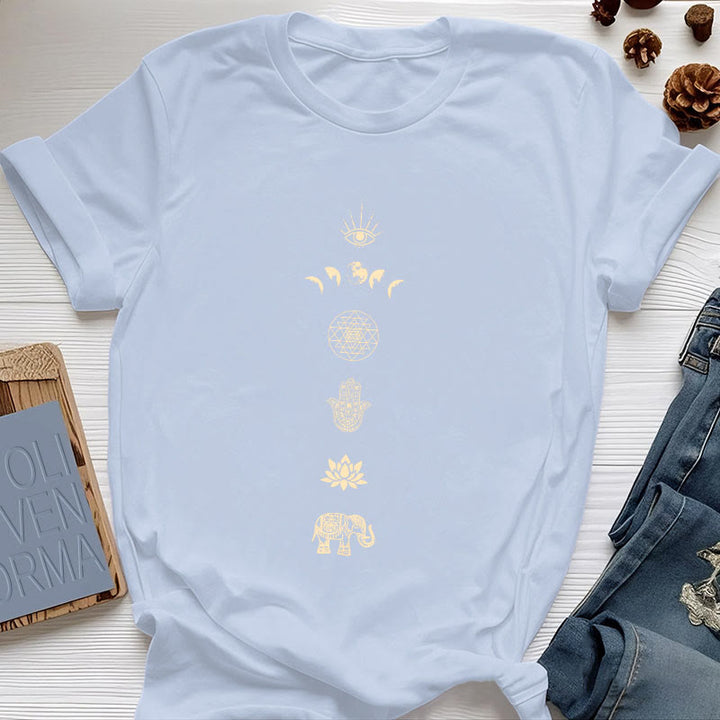 Maglietta Olivenorma Chakras Spiritual Lotus Yoga - Blu - 2XL - image 4
