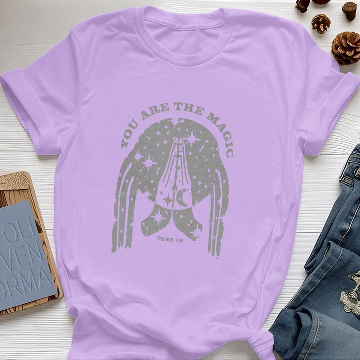 Maglietta Yoga Boxy Olivenorma "Sintonizzati, sei il Mago" - Viola - 2XL - image 13