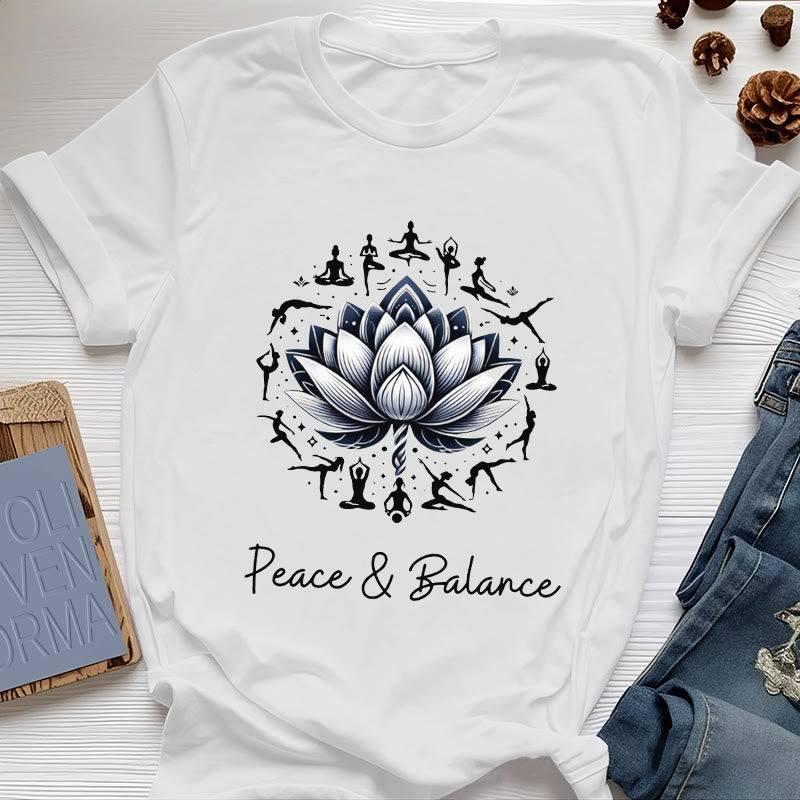 Olivenorma "PACE & EQUILIBRIO" Maglietta in cotone Lotus Yoga - Bianco - 2XL - image 1