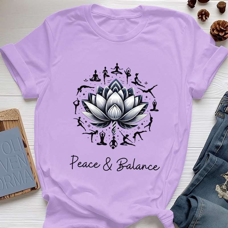 Olivenorma "PACE & EQUILIBRIO" Maglietta in cotone Lotus Yoga - Viola - 2XL - image 15