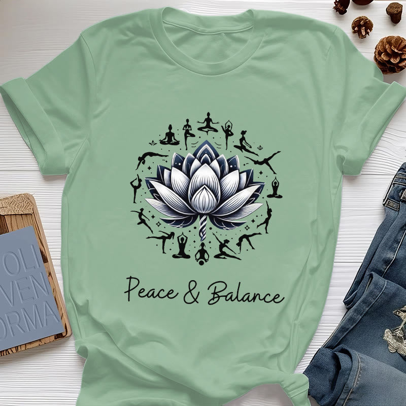 Olivenorma "PACE & EQUILIBRIO" Maglietta in cotone Lotus Yoga - Verde chiaro - 2XL - image 17