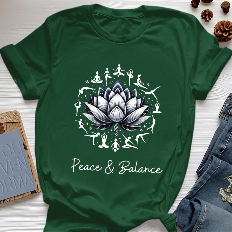 Olivenorma "PACE & EQUILIBRIO" Maglietta in cotone Lotus Yoga - Verde scuro - 2XL - image 19
