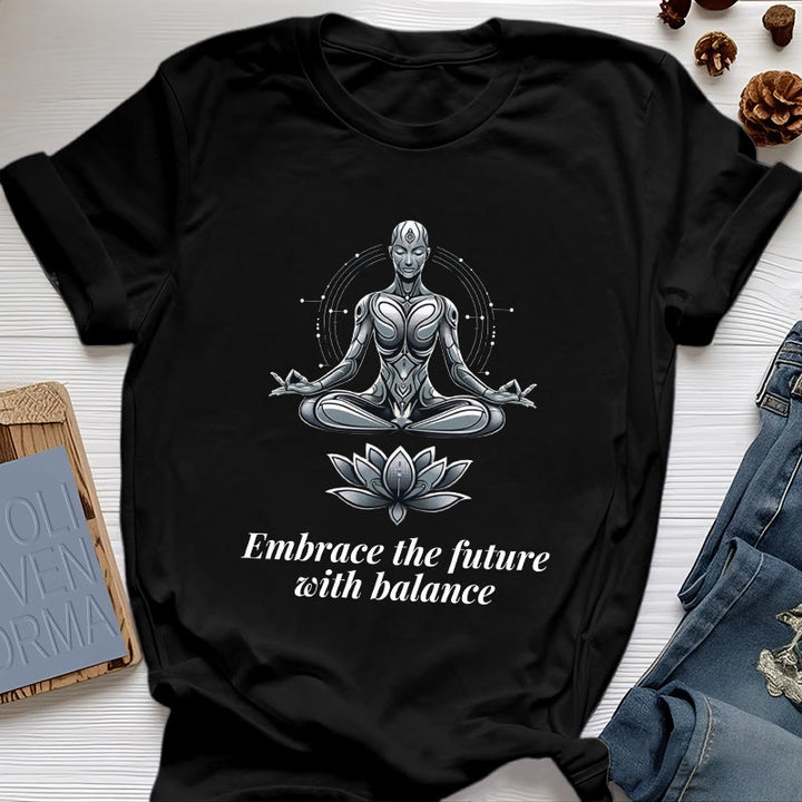 Olivenorma "ACCETTA IL FUTURO CON EQUILIBRIO" Maglietta spirituale Lotus - Nero - 2XL - image 6