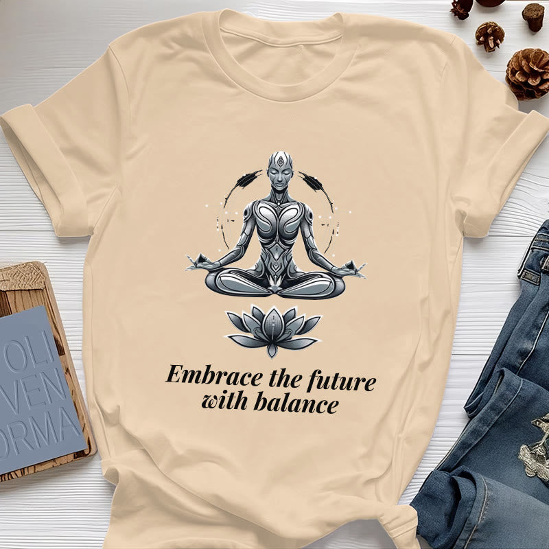 Olivenorma "ACCETTA IL FUTURO CON EQUILIBRIO" Maglietta spirituale Lotus - Giallo - 2XL - image 9