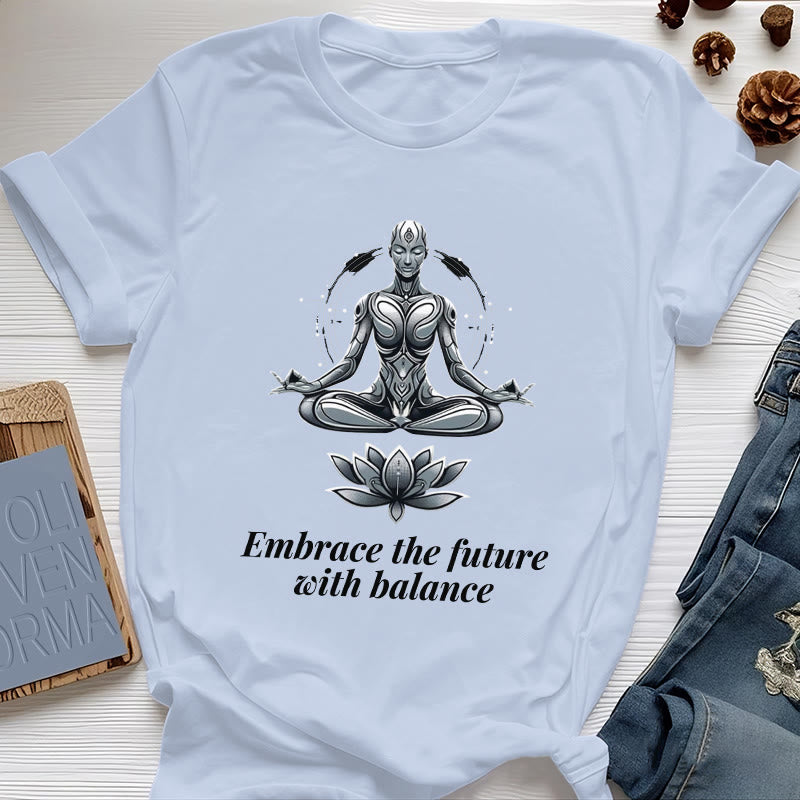 Olivenorma "ACCETTA IL FUTURO CON EQUILIBRIO" Maglietta spirituale Lotus - Blu - 2XL - image 11