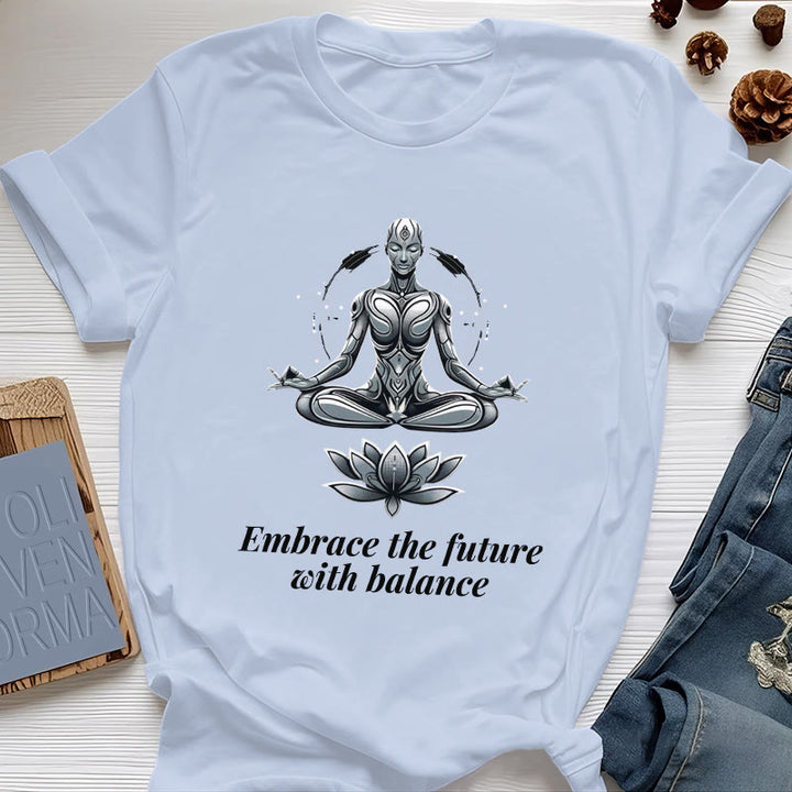 Olivenorma "ACCETTA IL FUTURO CON EQUILIBRIO" Maglietta spirituale Lotus - Blu - 2XL - image 11