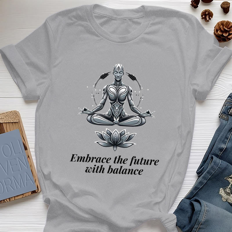 Olivenorma "ACCETTA IL FUTURO CON EQUILIBRIO" Maglietta spirituale Lotus - Grigio - 2XL - image 7