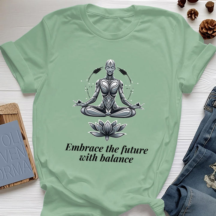 Olivenorma "ACCETTA IL FUTURO CON EQUILIBRIO" Maglietta spirituale Lotus - Verde chiaro - 2XL - image 17