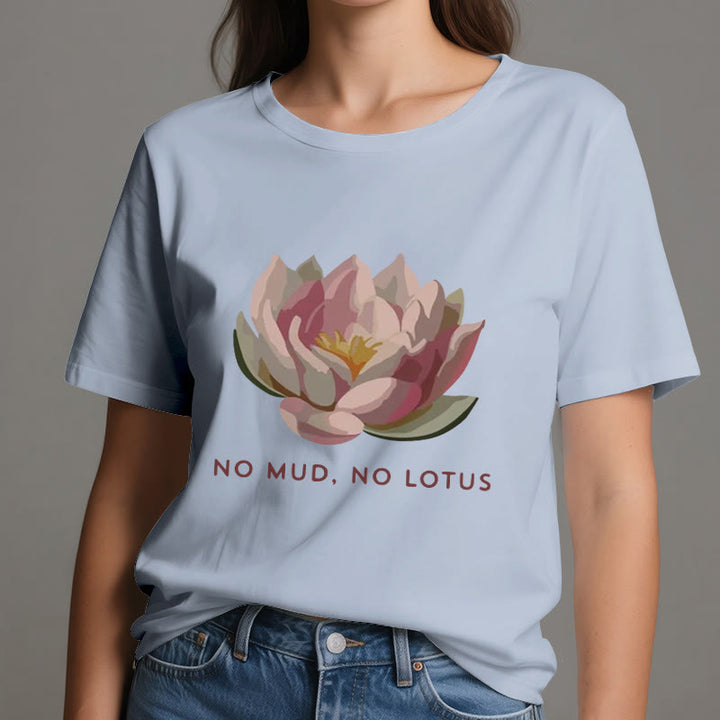 Maglietta da yoga in cotone Olivenorma "NO MUD, NO LOTUS" - image 13