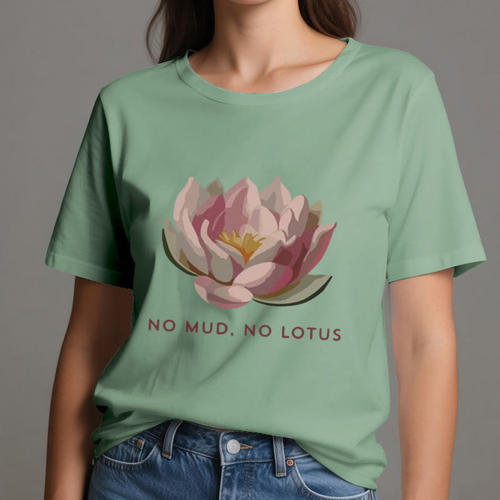 Maglietta da yoga in cotone Olivenorma "NO MUD, NO LOTUS" - image 19