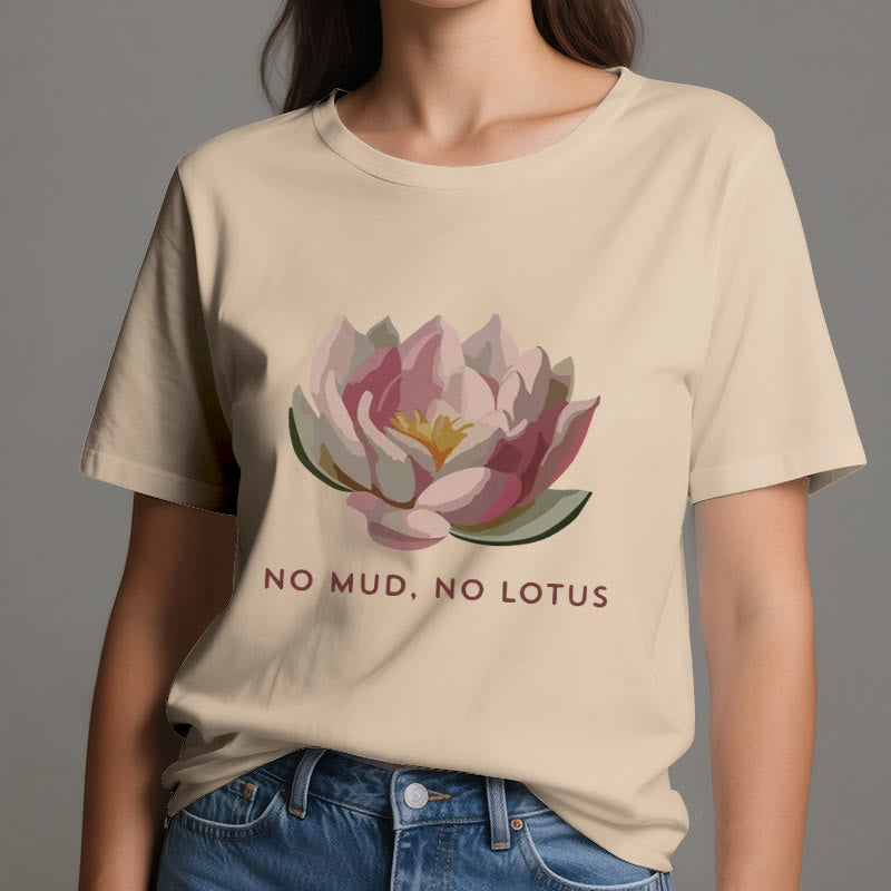 Maglietta da yoga in cotone Olivenorma "NO MUD, NO LOTUS" - image 10